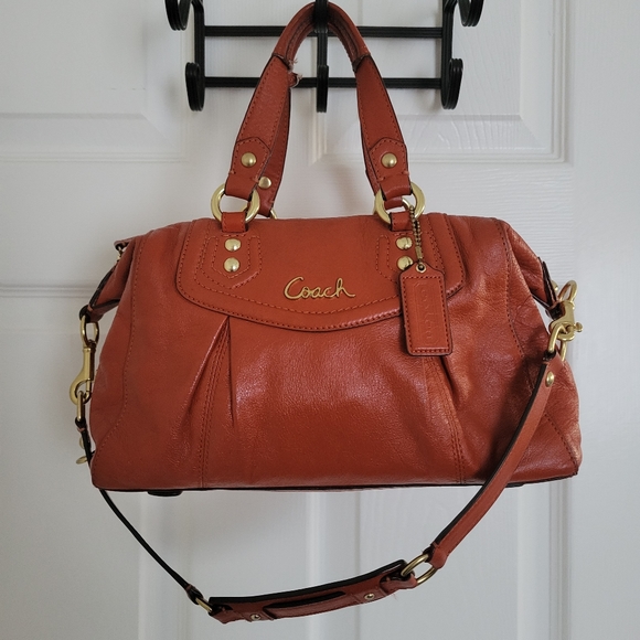 Coach Handbags - Coach Ashley Leather Satchel Deep Orange Color